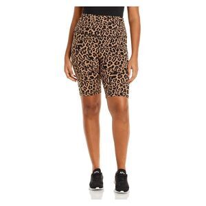 LNA CLOTHING Womens Beige Animal Print Active Wear High Waist Shorts Plus 2X